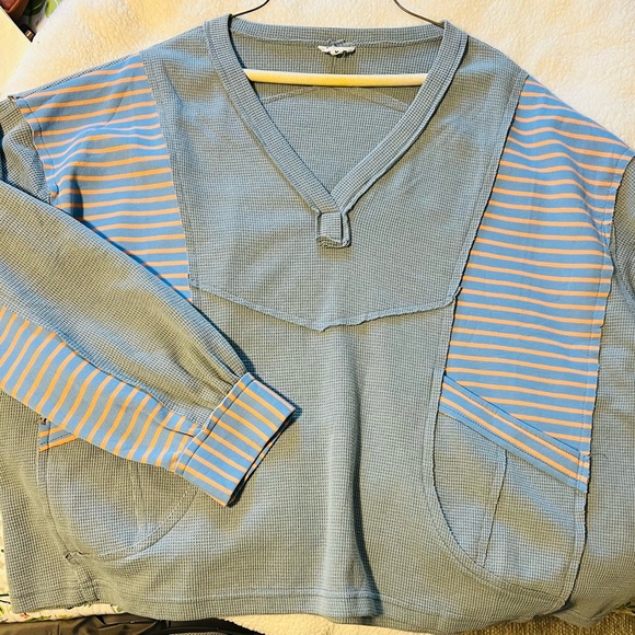 POL Blue and Orange Striped Sweatshirt - Picture 1 of 4
